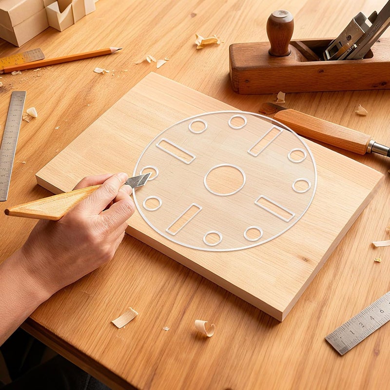beinkmake Round Clock Router Template Circle Acrylic Router Template with Clock Dials for Woodworking Drawing Inlay Templates Charcuterie Board Decorative Templates - Image 4